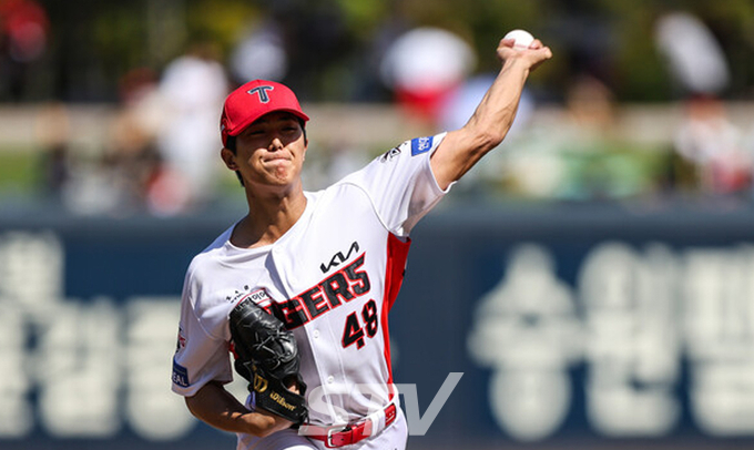 21일 KIA는 챔피언스필드에서 열린 NC와의 홈 경기에서 6-7로 졌다. 사진은 이날 선발투수로 나선 이의리. 사진=KIA 타이거즈