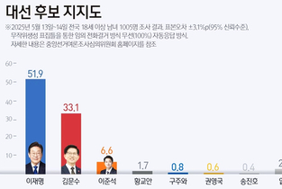 차기 대선후보 지지도…李 51.9 金 33.1 이준석 6.6