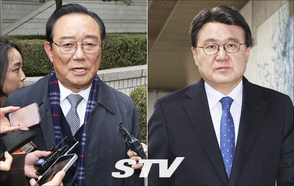 '울산시장 선거개입' 사건과 관련해 29일 서울중앙지법 선고공판에 출석한 송철호 전 울산시장(왼쪽)과 더불어민주당 황운하 의원. 사진=연합뉴스 